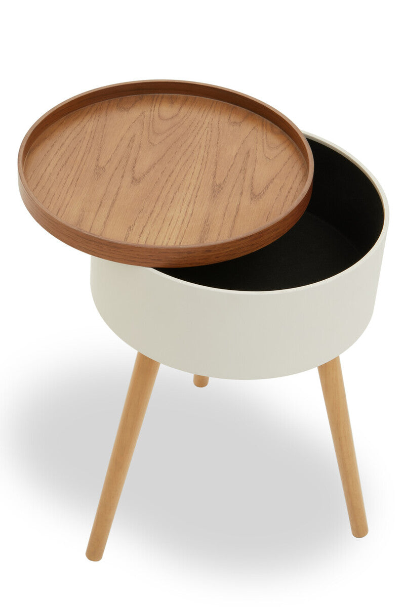 Natural Wooden Storage Side Table With Lift Up Lid Natural Wood Veneer Top, Viborg