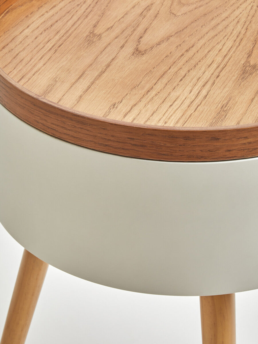 Natural Wooden Storage Side Table With Lift Up Lid Natural Wood Veneer Top, Viborg
