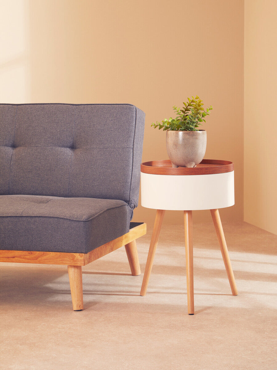 Natural Wooden Storage Side Table With Lift Up Lid Natural Wood Veneer Top, Viborg
