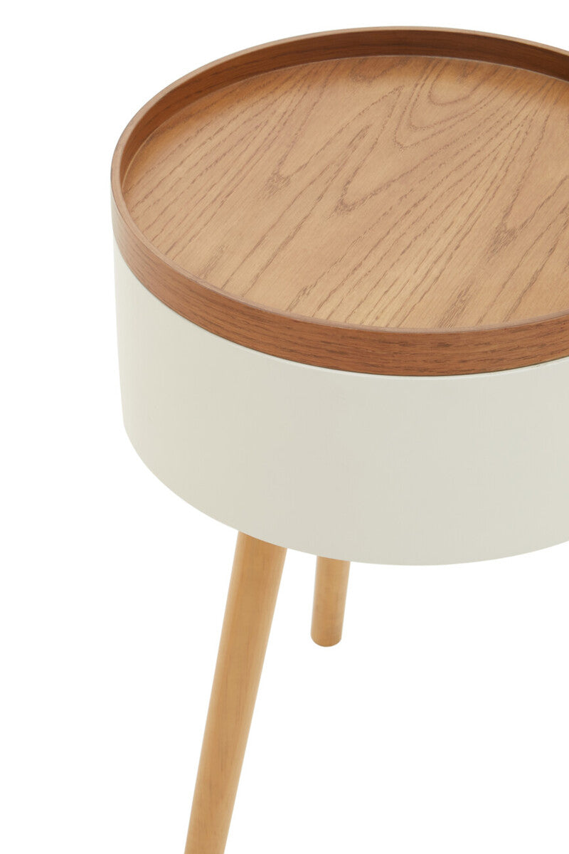 Natural Wooden Storage Side Table With Lift Up Lid Natural Wood Veneer Top, Viborg