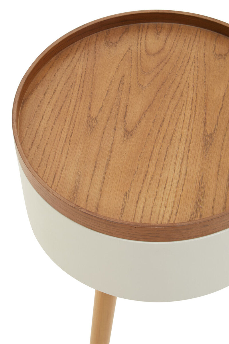 Natural Wooden Storage Side Table With Lift Up Lid Natural Wood Veneer Top, Viborg