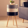 White, Grey & Black Three Tier Storage Side Table With Pine Wood Legs, Viborg