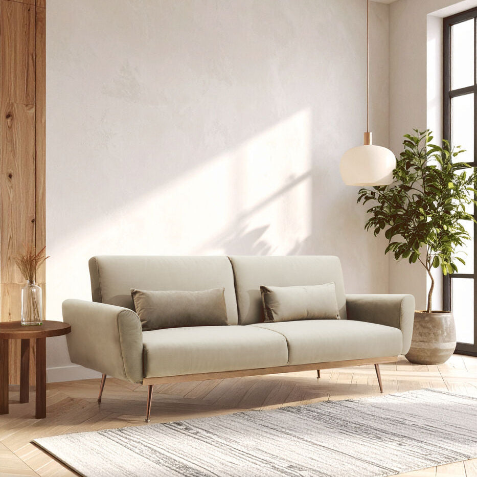 Mink Velvet Sofa Bed, Hatton