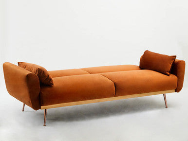 Burnt Orange Velvet Sofa Bed, Hatton