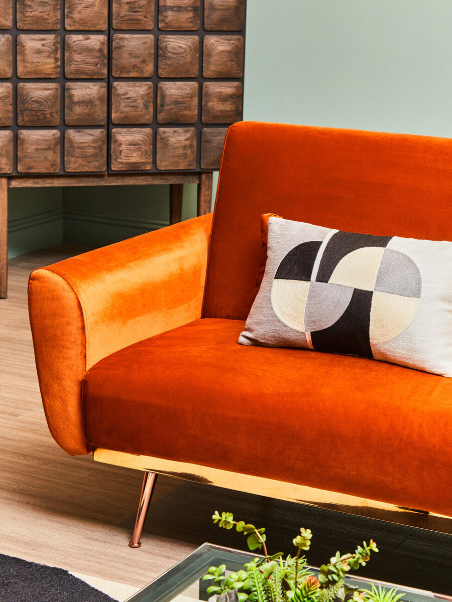 Burnt Orange Velvet Sofa Bed, Hatton