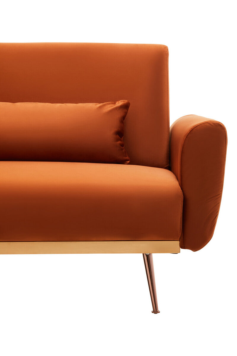 Burnt Orange Velvet Sofa Bed, Hatton
