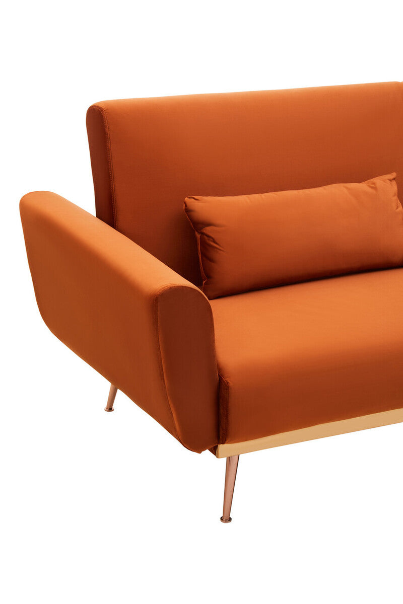 Burnt Orange Velvet Sofa Bed, Hatton