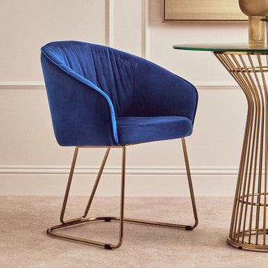 Veneto Midnight Velvet Curved Dining Chair