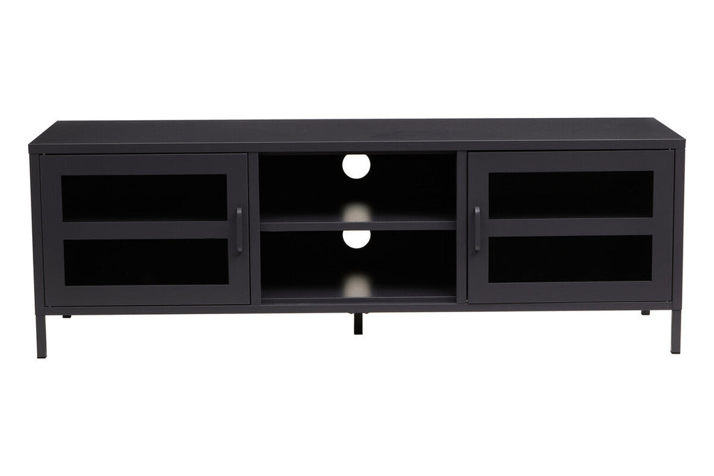 Acier Two Door Black Metal Media Unit