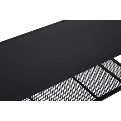 Black Powder Coated Metal Coffee Table With Open Storage Mesh Shelf, Acero