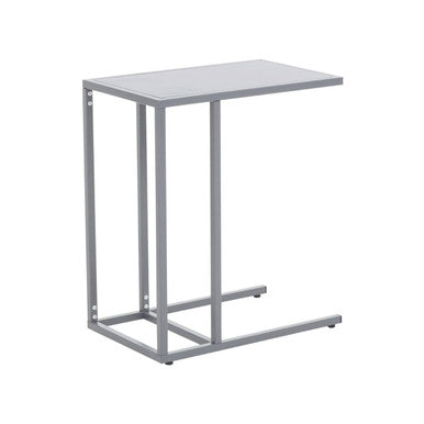 Grey Powder Coated Metal Side Table With C-Shaped Design, Acero