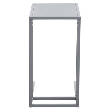 Grey Powder Coated Metal Side Table With C-Shaped Design, Acero