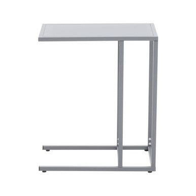 Grey Powder Coated Metal Side Table With C-Shaped Design, Acero