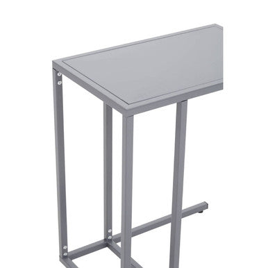 Grey Powder Coated Metal Side Table With C-Shaped Design, Acero