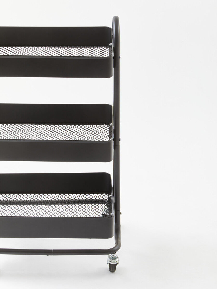 Acero Three Tier Black Metal Trolley
