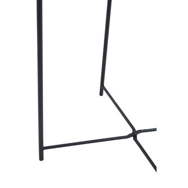 Black Powder Coated Metal Round Side Table With Intersecting Cross Base, Acero