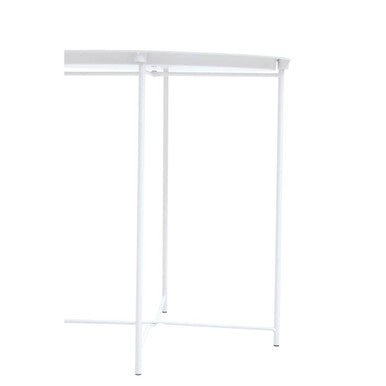 White Powder Coated Metal Round Side Table With Intersecting Cross Base, Acero