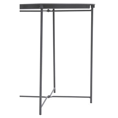Grey Powder Coated Metal Round Side Table With Intersecting Cross Base, Acero