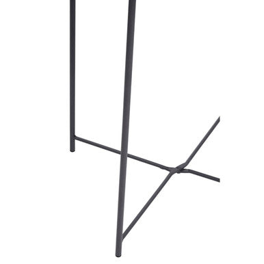 Grey Powder Coated Metal Round Side Table With Intersecting Cross Base, Acero