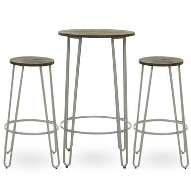 District 3 Piece Elm Wood Bar Table & Stool Set