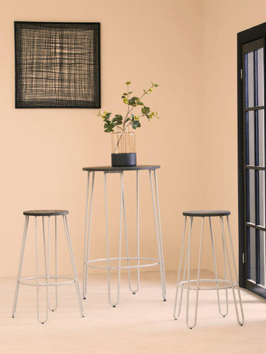 District 3 Piece Elm Wood Bar Table & Stool Set