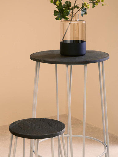 District 3 Piece Elm Wood Bar Table & Stool Set