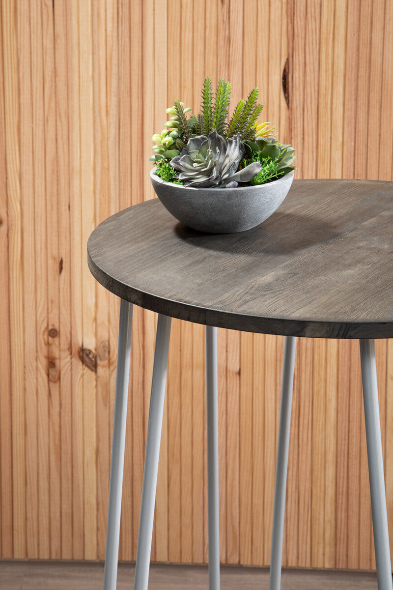 District 3 Piece Elm Wood Bar Table & Stool Set