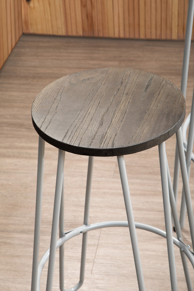 District 3 Piece Elm Wood Bar Table & Stool Set
