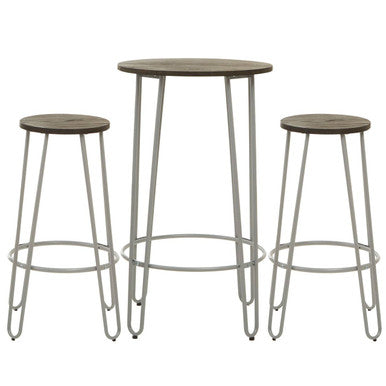 District 3 Piece Elm Wood Bar Table & Stool Set