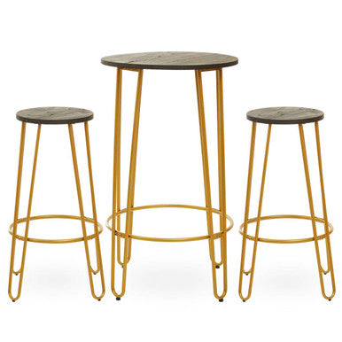 District 3 Piece Gold Bar Table Stool Set