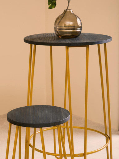 District 3 Piece Gold Bar Table Stool Set