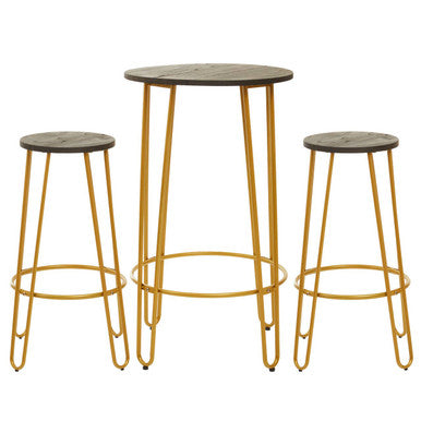 District 3 Piece Gold Bar Table Stool Set