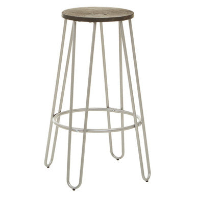 District Barstool With Silver Metal Legs