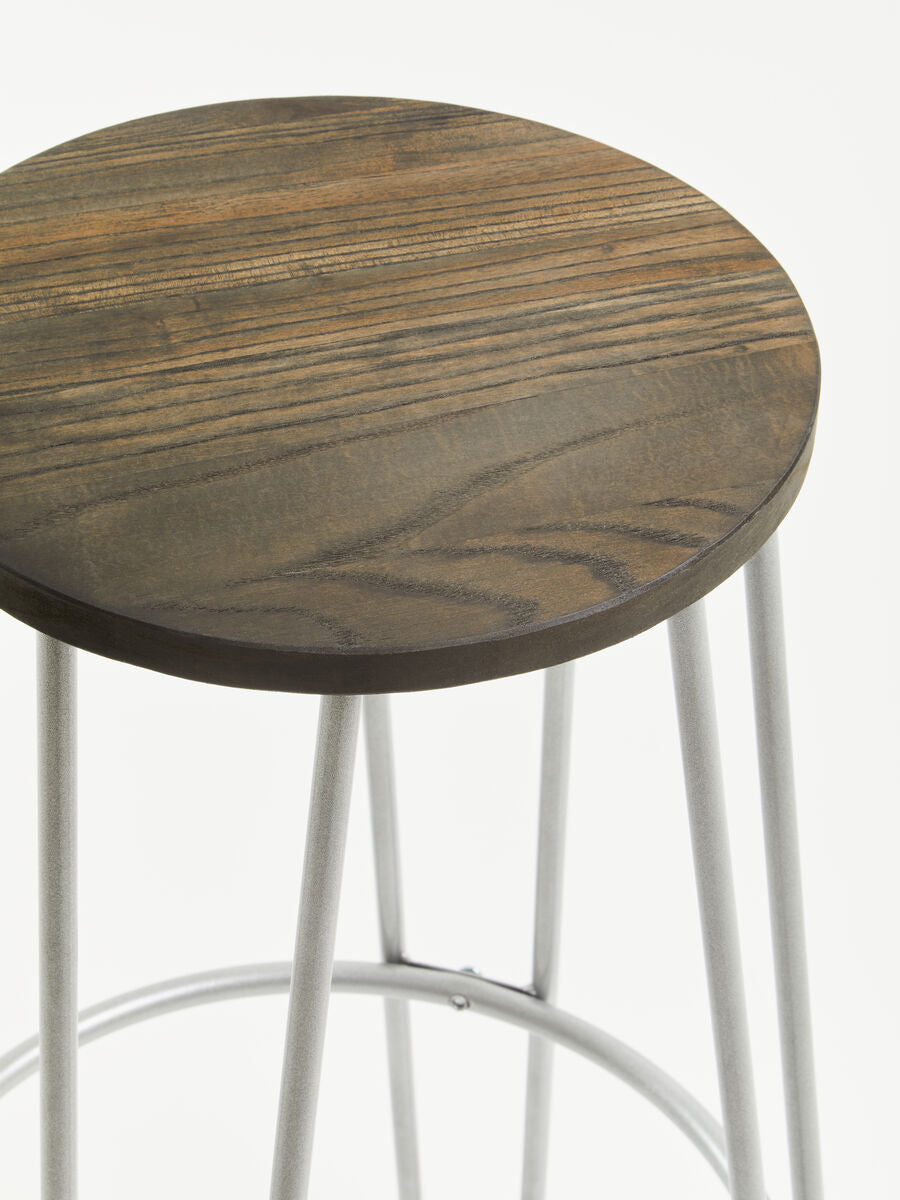District Barstool With Silver Metal Legs