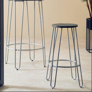 District Barstool With Silver Metal Legs