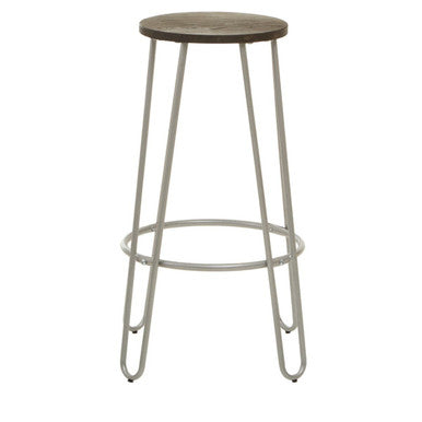 District Barstool With Silver Metal Legs