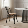 District Dining Chair Elm Wood Seat With Black Metal Frame