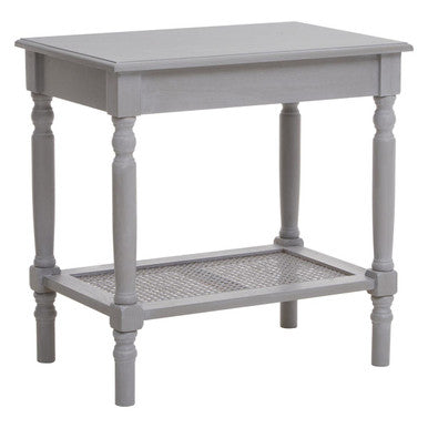 Slate Grey Wooden Side Table With Cane Webbing Detail, Heritage