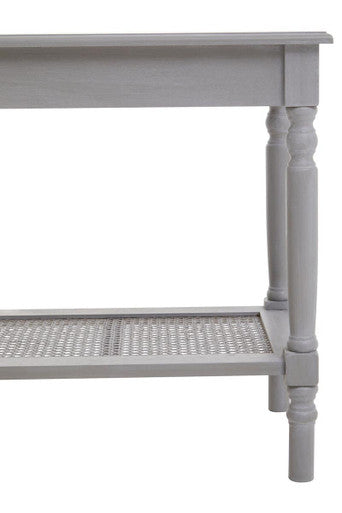 Slate Grey Wooden Side Table With Cane Webbing Detail, Heritage