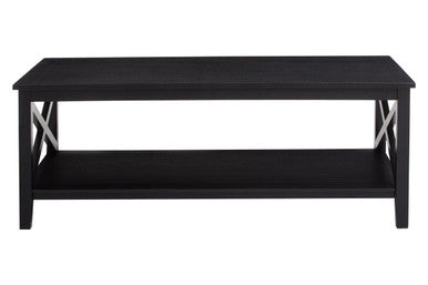 Black Wooden Coffee Table With Lower Shelf & X Frame Side Panels, Heritage