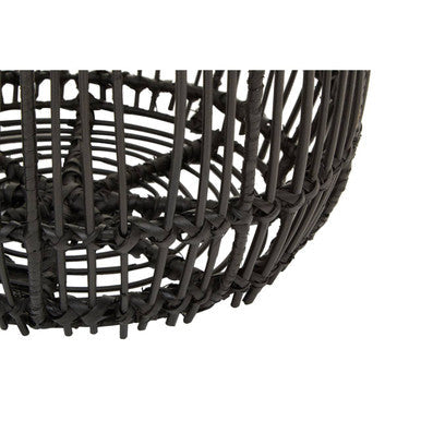 Black Round Rattan Stool Or Side Table, Arles