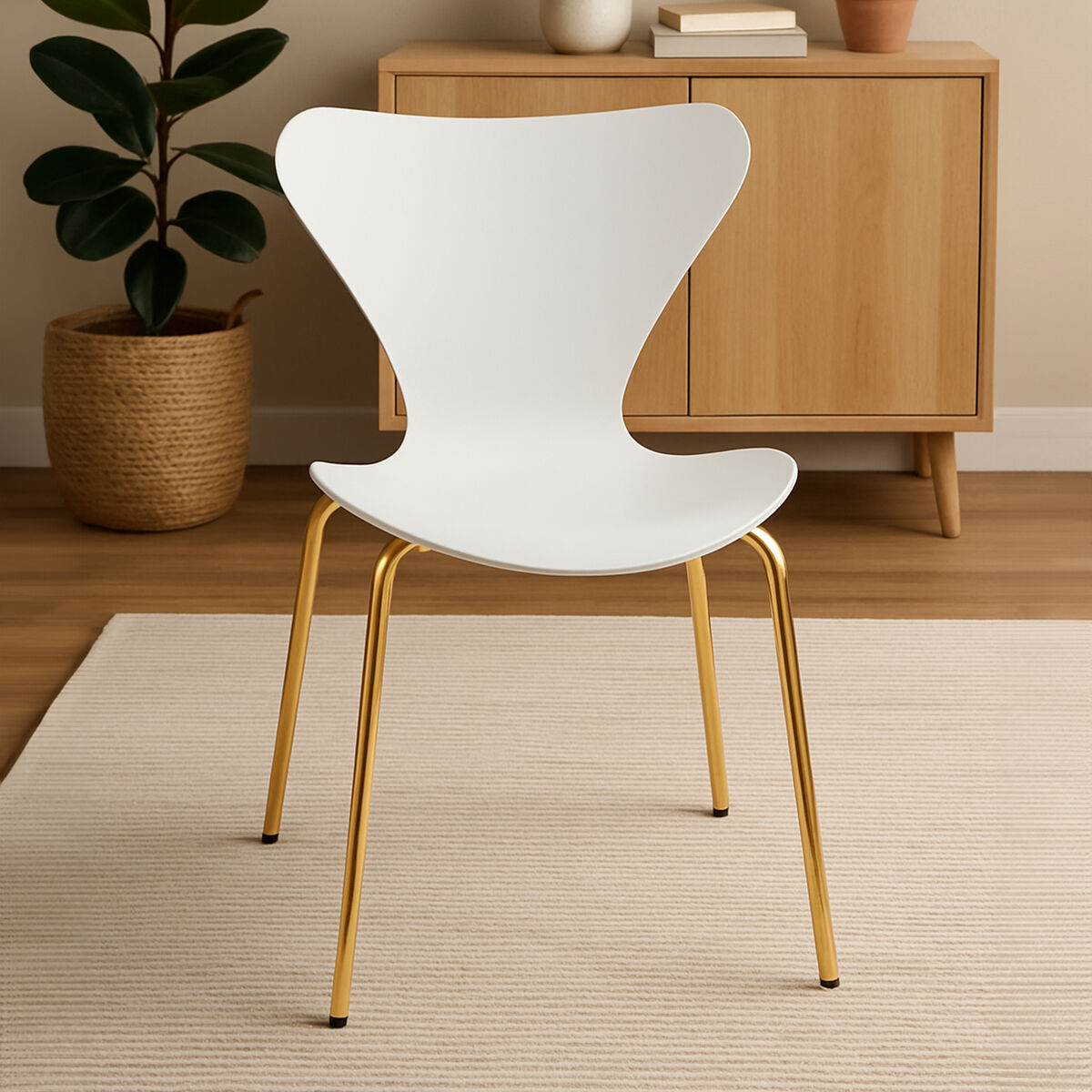 Laila White Seat & Gold Legs Dining Chair