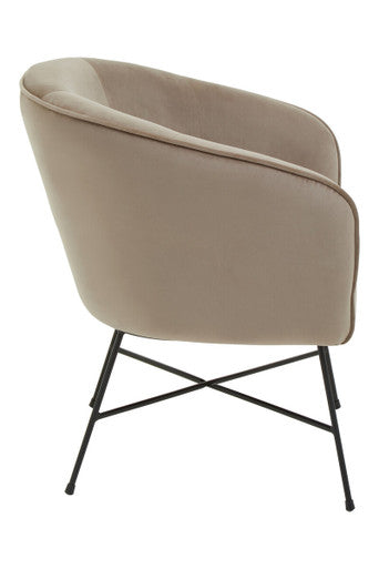 Stockholm Mink Velvet Curved Accent Chair