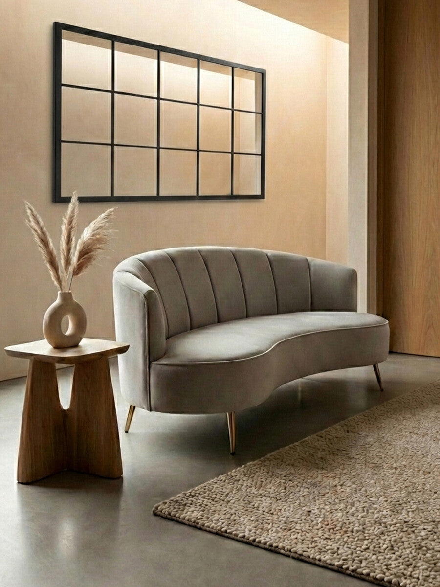 3 Seat Grey Velvet Sofa, Hasna