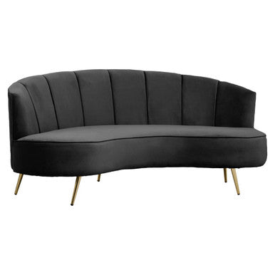 3 Seat Black Velvet Sofa, Hasna
