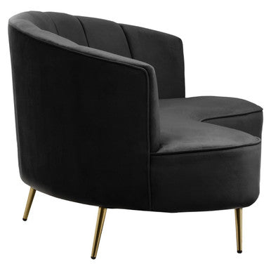 3 Seat Black Velvet Sofa, Hasna