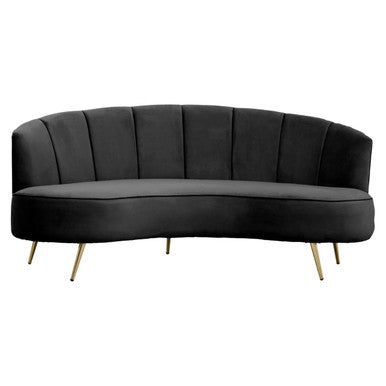 3 Seat Black Velvet Sofa, Hasna