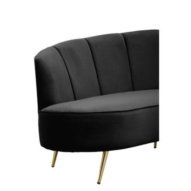 3 Seat Black Velvet Sofa, Hasna