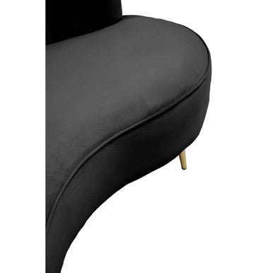 3 Seat Black Velvet Sofa, Hasna