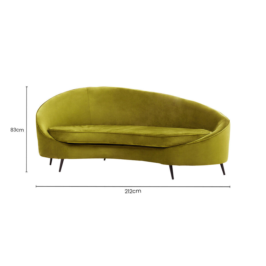 3 Seat Olive Velvet Sofa, Hasina